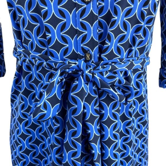 NWT CHARTER CLUB Patterned Tie Front Shirt Dress Sz Medium Petite - Picture 3 of 8